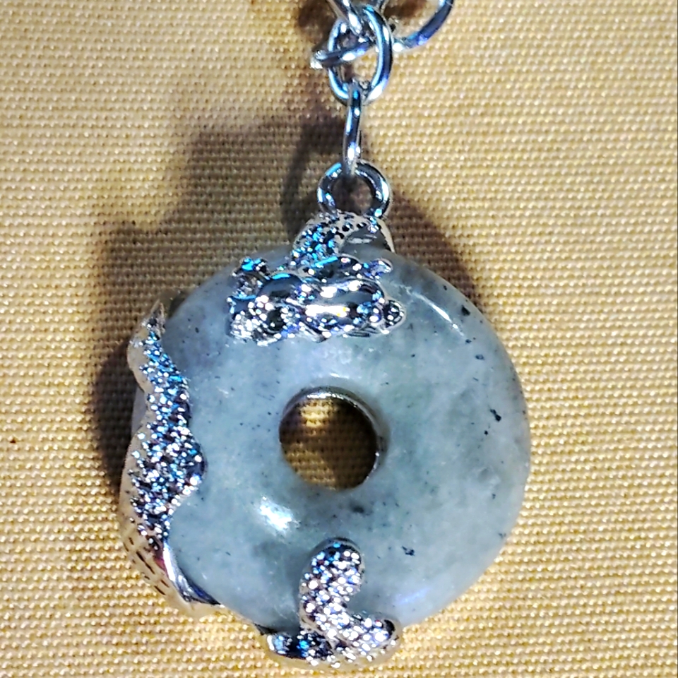 Labradorite, Dragon. Adjustable Silver Pendant. 20